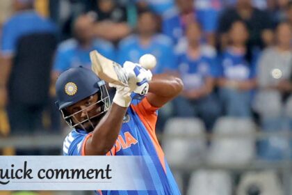 Sanju Samson smashed a 42-ball 89 in the T20 World Cup semi-final against England on Thursday at the Wankhede Stadium in Mumbai. (Express photo by Narendra Vaskar)
