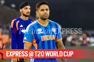 Indian skipper Suryakumar Yadav ahead of T20 World Cup final in Ahmedabad. (Express photo by Bhupendra Rana)