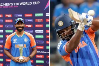 T20 World Cup: Jasprit Bumrah won the Player of the Tournament award in 2024 with Sanju Samson in the running in 2026. (ICC/Express Photo by Narendra Vaskar)