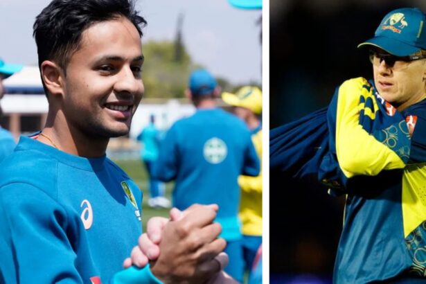 Australian leg spinners Tanveer Sangha (L) and Adam Zampa in action. (CREDIT: cricket.com.au/Reuters)