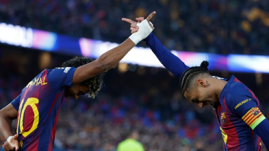 Lamine Yamal and Raphinha's bromance is firing Barcelona towards Champions League glory. (AP Photo)