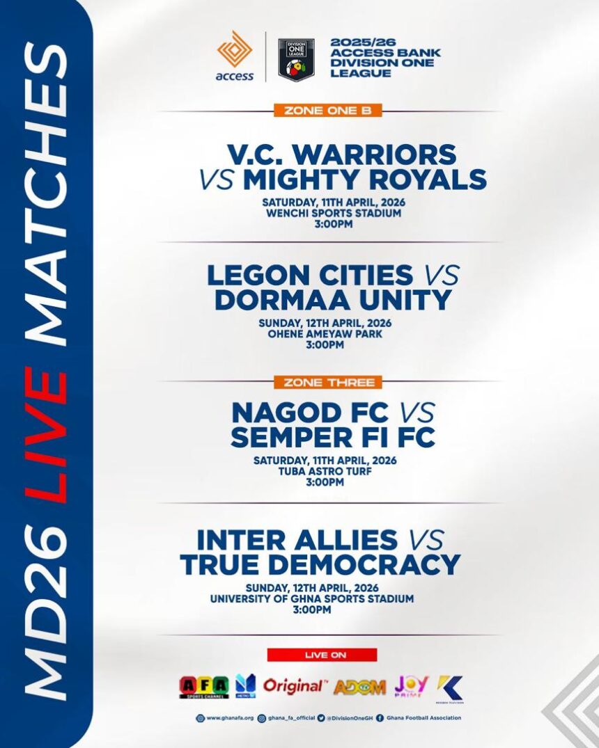 Four thrilling Access Bank Division One League encounters to broadcast live this weekend