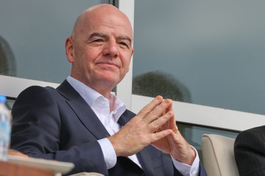 FIFA President Gianni Infantino follows a friendly soccer match between Iran and Costa Rica, in Antalya, southern Turkey, on March 31, 2026.
