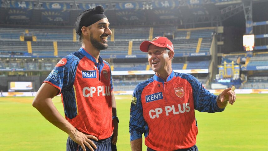IPL 2026: Arshdeep Singh and Ricky Ponting after Punjab's win over MI in Mumbai. (CREIMAS)