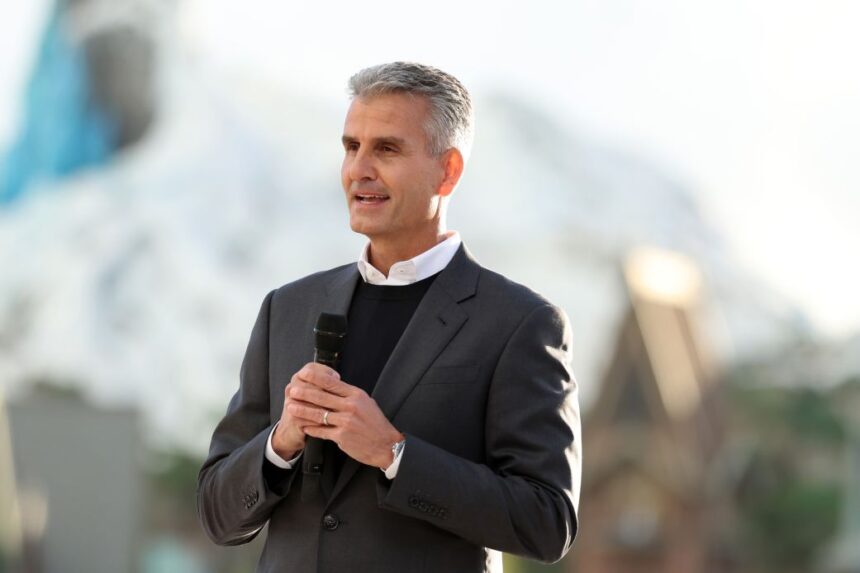 Josh D'Amaro, Disney's new CEO, attends the press day of 'Disney Adventure World' & 'World Of Frozen' at Disneyland Paris on March 28, 2026 in Paris, France.