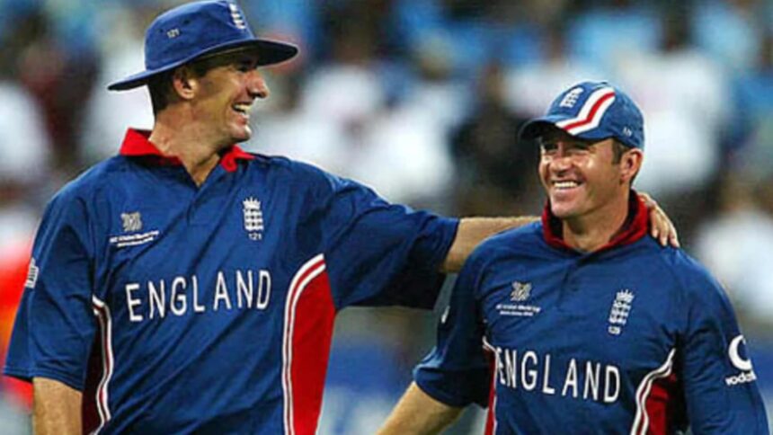 FILE PHOTO: Craig White (R) with teammate Andy Caddick. (Reuters)
