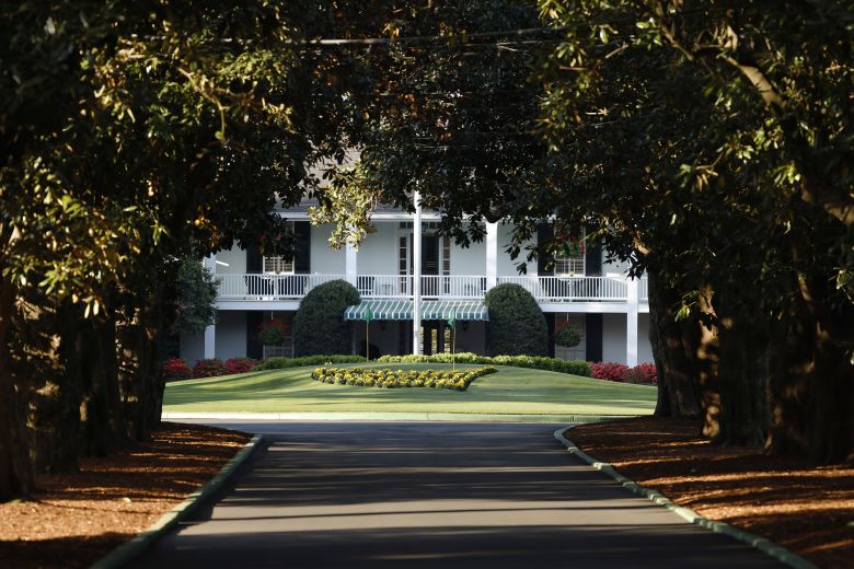 The iconic view of Magnolia Lane on the way to the clubhouse at Augusta National.