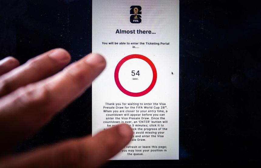 This illustration photo shows the countdown clock on FIFA's website for fans hoping to register for World Cup tickets in Mexico City on September 10, 2025.