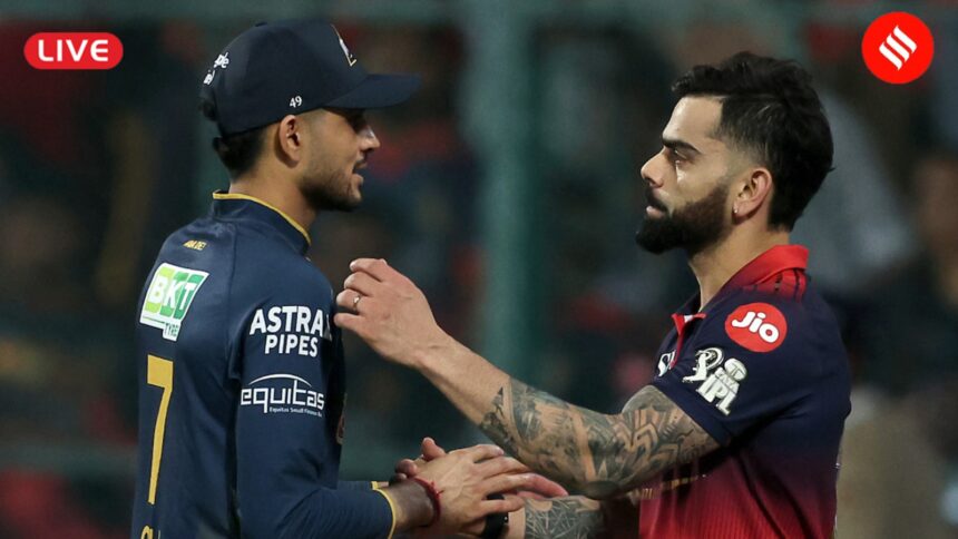 IPL 2026 LIVE GT vs RCB: Gujarat Titans take on Royal Challengers Bengaluru.