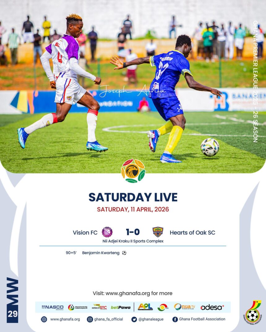 Premier League: Benjamin Kwarteng’s stoppage-time heroics seal dramatic win for Vision over Hearts