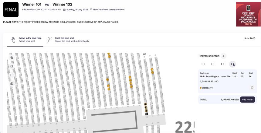 Four of the seats are located just behind the goal.