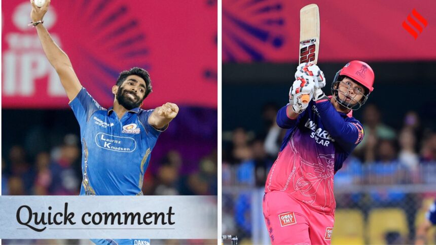 IPL 2026: Off the first delivery in their first-ever face-off, Vaibhav Sooryavanshi biffed Jasprit Bumrah for a six. (CREIMAS)