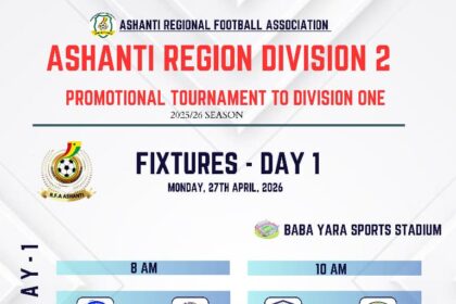 Ashanti Regional Division Two Middle League Fixtures Announced