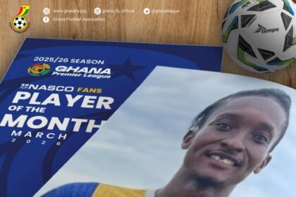 Young Apostles Defender Claude Shooting Bortey wins NASCO player of the month for March