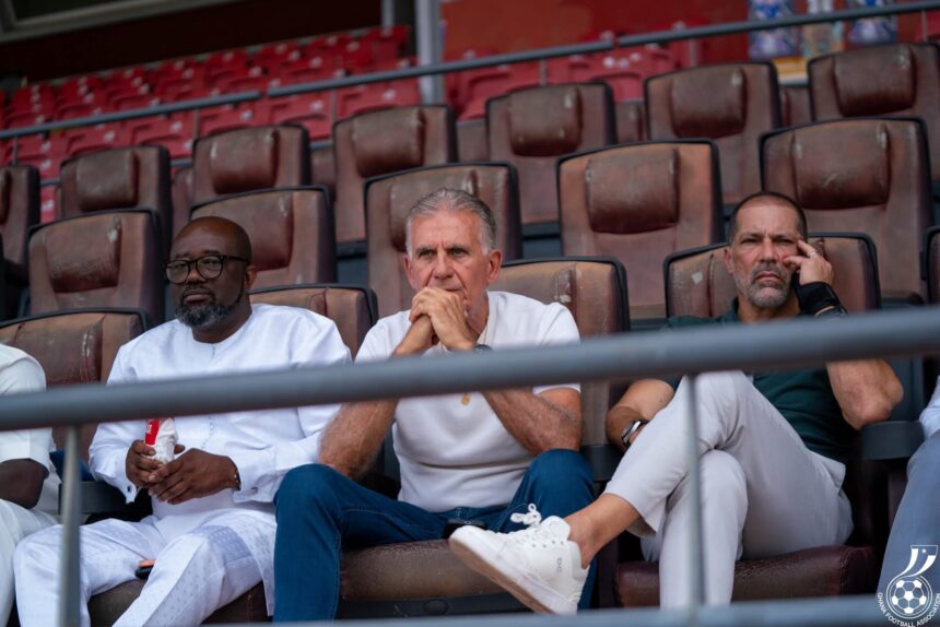Black Stars head coach Carlos Queiroz monitors Black Galaxies training