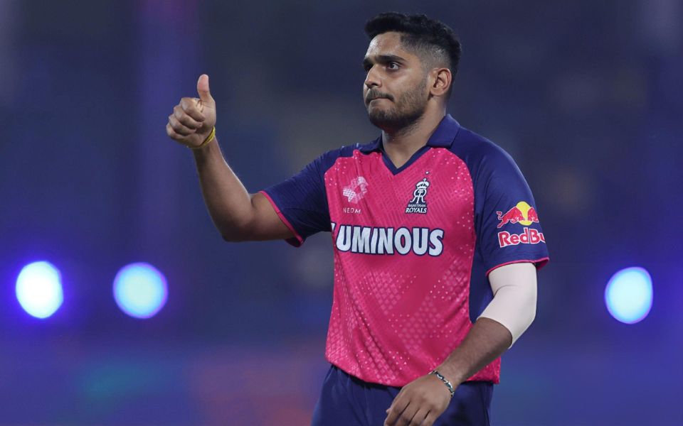 Tushar Deshpande during an IPL match