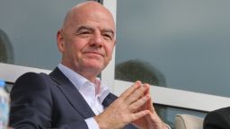 FIFA President Gianni Infantino follows a friendly soccer match between Iran and Costa Rica, in Antalya, southern Turkey, on March 31, 2026.