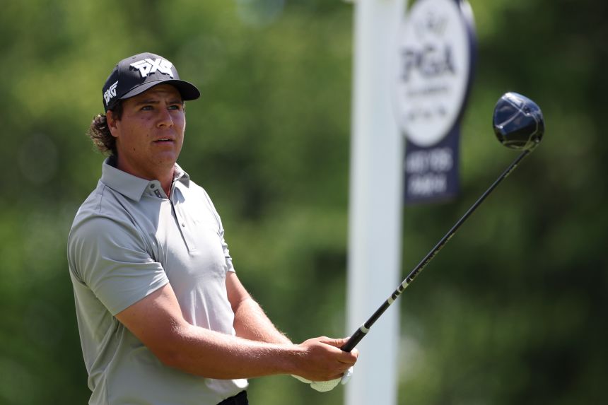 Aldrich Potgieter on second tee during the second round of the PGA Championship at Aronimink Golf Club on Friday in Newtown Square, Pennsylvania.