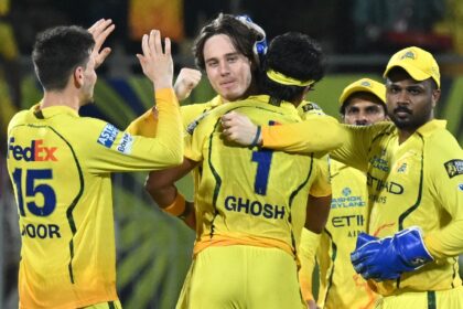 IPL 2026 Points Table Update: Chennai Super Kings' Ramakrishna Ghosh, center, back to the camera, celebrates with teammates the wicket of Mumbai Indians' Suryakumar Yadav during the Indian Premier League cricket match between Chennai Super Kings and Mumbai Indians in Chennai, India, Saturday, May 2, 2026. (AP Photo)