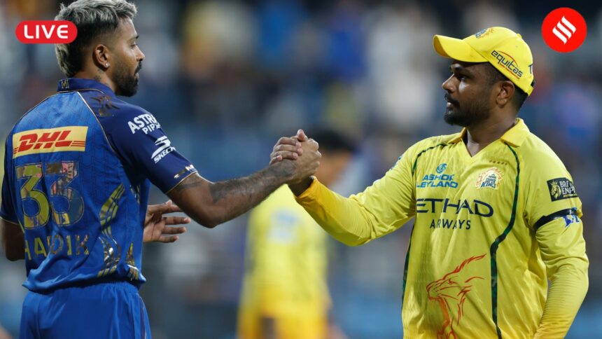 CSK vs MI LIVE Score Updates, IPL 2026: Follow Chennai Super Kings vs Mumbai Indians live updates. (CREIMAS FOR IPL)