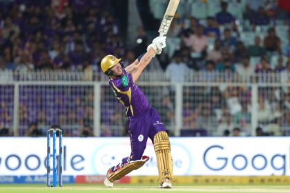 Kolkata Knight Riders opener Finn Allen in action against Gujarat Titans. (CREIMAS FOR IPL)