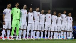 Players of Iran line up prior to their match against Qatar in 2025 in Doha, Qatar.