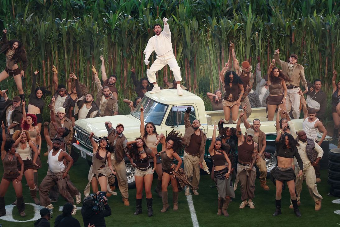 Puerto Rican singer Bad Bunny performs during Super Bowl LX Apple Music Halftime Show at Levi's Stadium in Santa Clara, California on February 8.