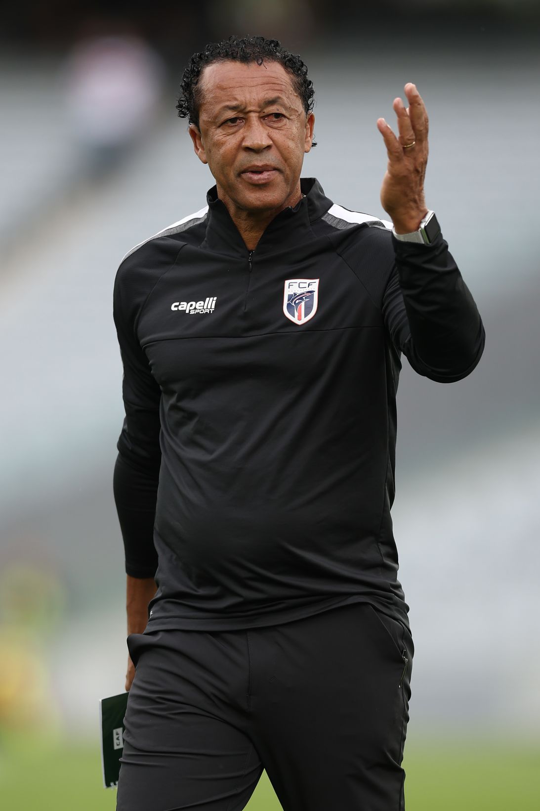 Pedro Leitão Brito, known as Bubista, head coach of Cape Verde, looks on during the FIFA Series match between Cape Verde and Finland at Eden Park on March 30, 2026, in Auckland, New Zealand.