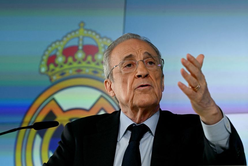 Florentino Pérez talks to media Tuesday.