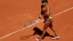 PARIS, FRANCE - MAY 26: Naomi Osaka of Japan reacts against Laura Siegemund of Germany during the Women's Singles first round match during Day Three of the 2026 French Open at Roland Garros on May 26, 2026 in Paris, France. (Photo by Dan Istitene/Getty Images)