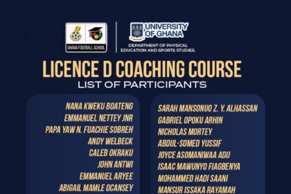 Participants for Licence D Coaching Course at University of Ghana from May 15–22