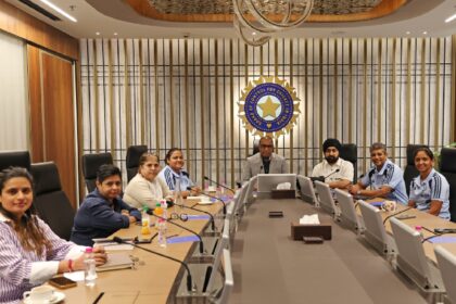 Indian women's team captain Harmanpreet Kaur attends a Selection Committee Meeting to finalise the team for the T20 World Cup. (Photo: BCCI Women/X)
