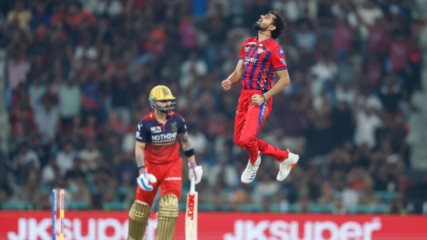 Prince Yadav celebrates taking a wicket of Virat Kohli. (FILE photo)