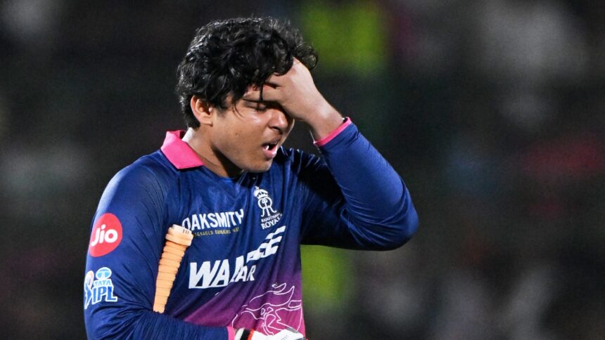 IPL 2026 Points Table Update: Rajasthan Royals' Vaibhav Sooryavanshi reacts after losing his wicket during the Indian Premier League cricket match against Lucknow Super Giants. (AP Photo)