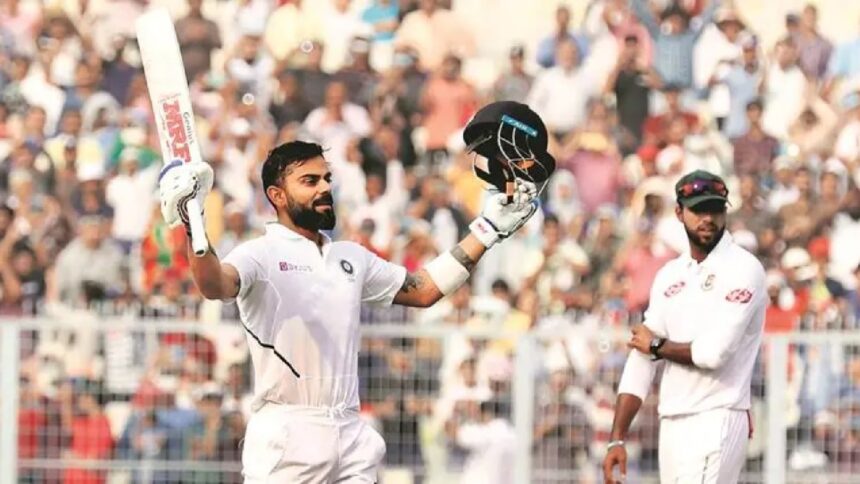 Eden Gardens Test: Virat Kohli celebrates his century