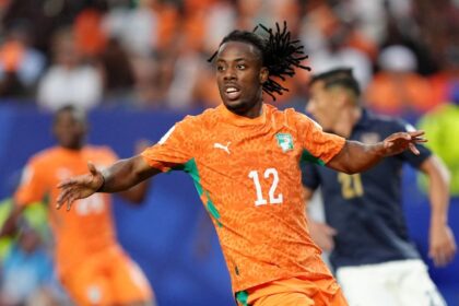 Ivory Coast striker Elye Wahi during his team's World Cup group stage game against Ecuador on Sunday in Philadelphia.