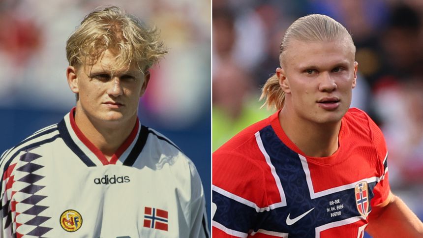 Alf-Inge Haaland, left, and his son Erling have both played for Norway in the World Cup.