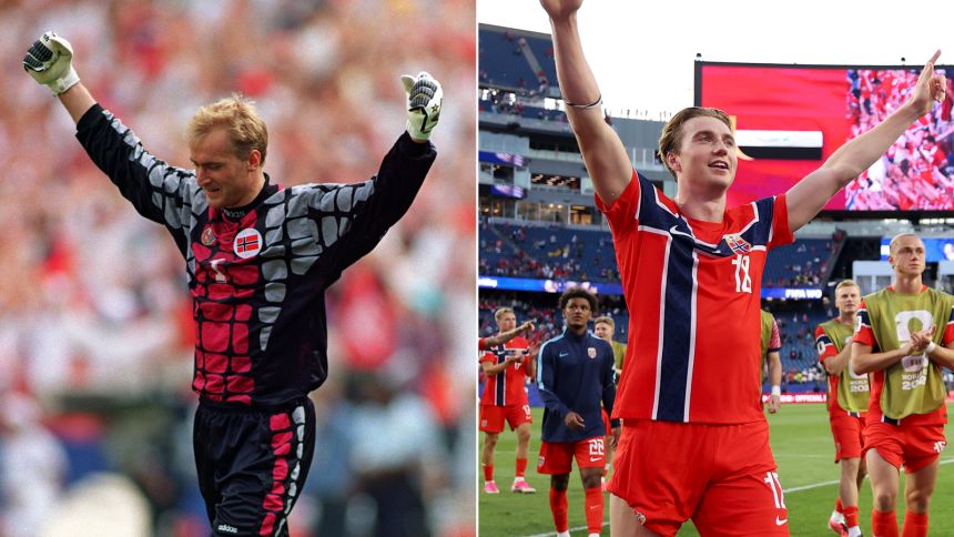 Erik Thorstvedt was a goalkeeper for Norway at the 1994 World Cup. His son Kristian is following in his footsteps at this year's tournament.