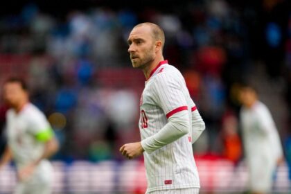 Denmark's Christian Eriksen, pictured in a match vs. DR Congo on June 3, collapsed on Sunday during a match vs. Ukraine.