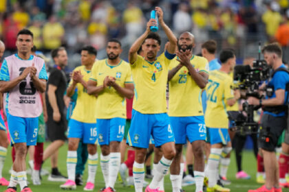 Players of Brazil leave the pitch at the end of the World Cup Group C soccer match against Morocco in East Rutherford, N.J., near New York, Saturday, June 13, 2026. (AP Photo/Frank Franklin II)