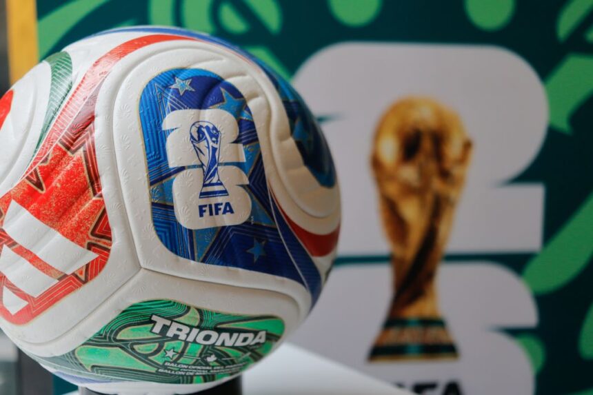 Trionda, the official match ball of the 2026 FIFA World Cup, in Mexico City on April 23.