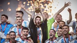 Lionel Messi lifts the World Cup at Qatar 2022 for Argentina.