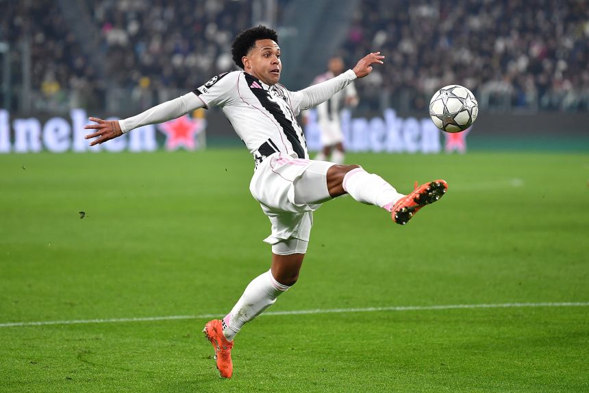 Weston McKennie plays for Juventus during a Champions League match in January.