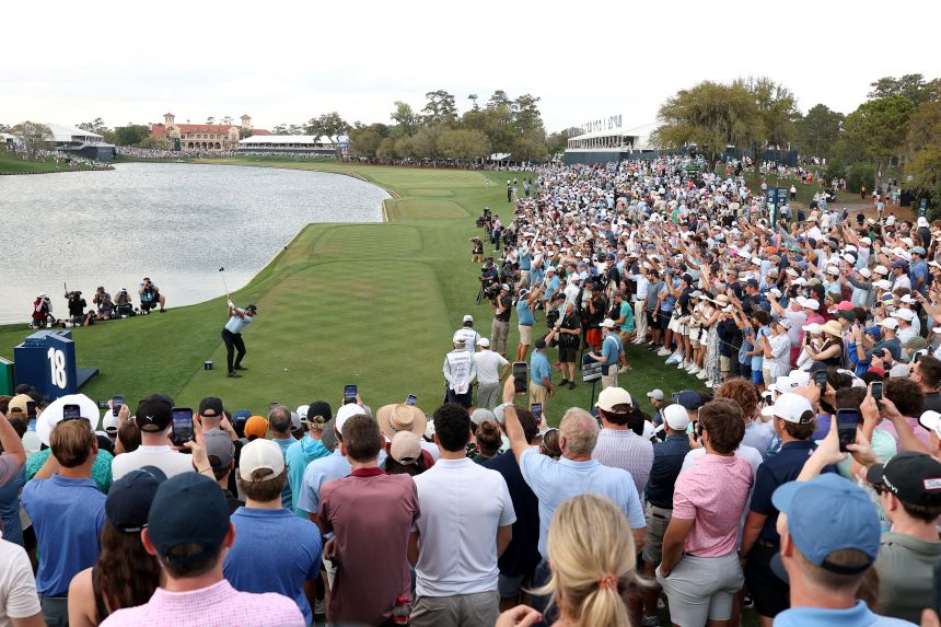 Cameron Young tees off during the final round of the Players Championship in March.