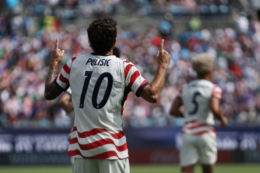 Christian Pulisic of United States celebrates after scoring his team's second goal during the international friendly match between United States and Senegal.