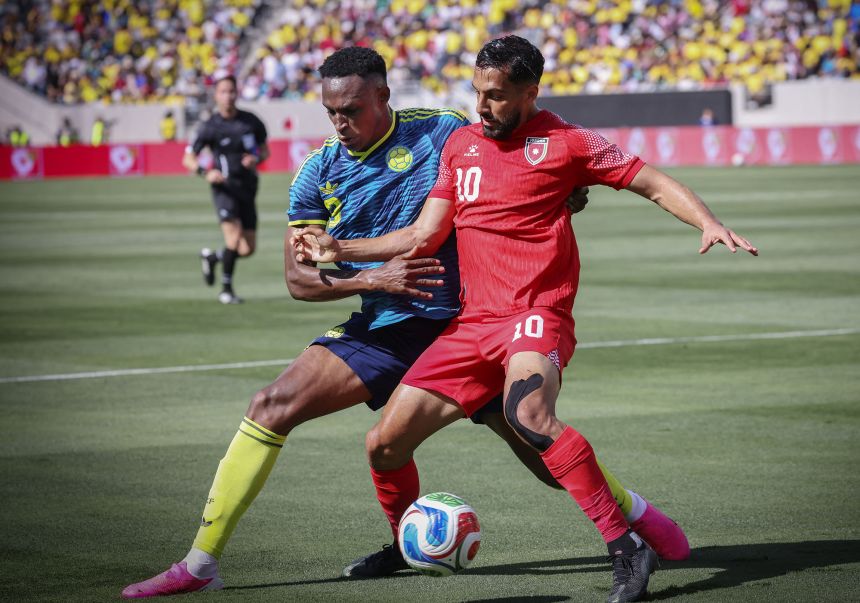 Jordan forward Mousa Al-Tamari (right) said his team will show “resilience” at the World Cup.