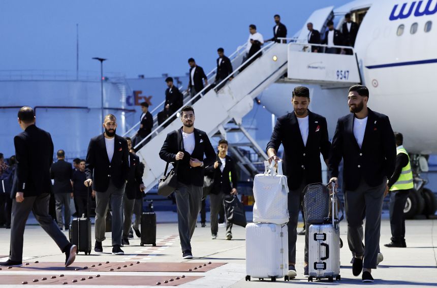 Iran's national team arrives in Tijuana, Mexico, on Sunday.