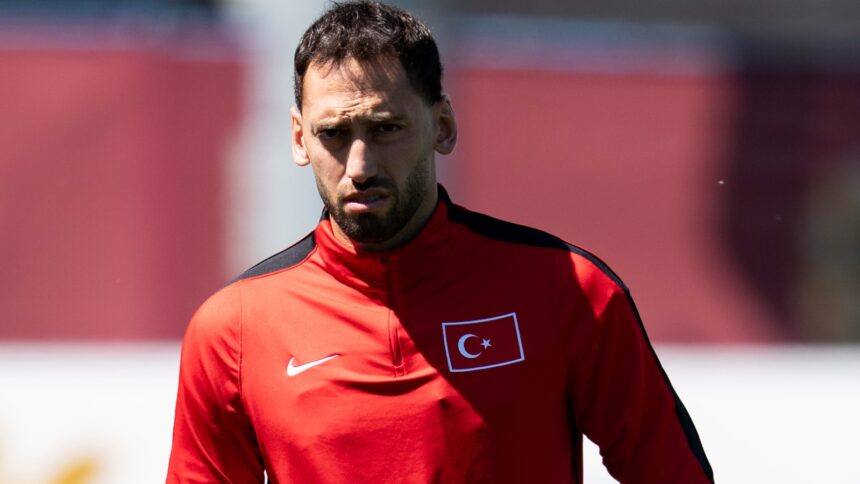 Turkey football team captain Hakan Calhanoglu in action. (AP)