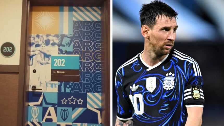 Lionel Messi's room at Argentina's Team Base Camp at the Origin Hotel in Kansas is 202 this time. (X/AP Photo)