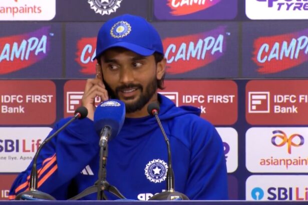 Nitish Kumar Reddy’s press conference was interrupted by a phone call. (Photo: Screengrab via BCCI/X)